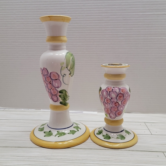 Ganz Casa Bella Candle Holders Ceramic 1-6", 1-10" Grapes Ivy Tuscan - Picture 1 of 14